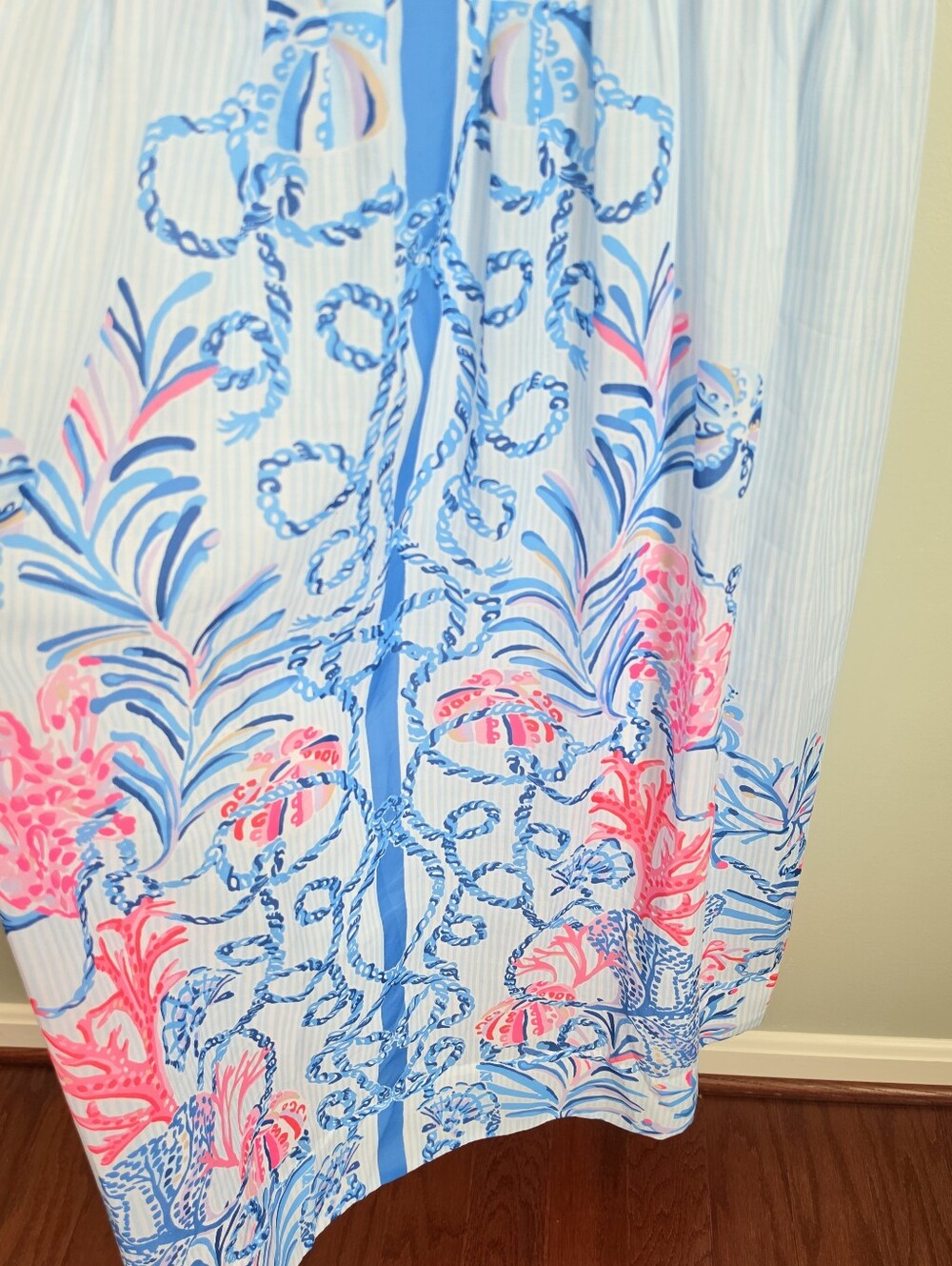 Lilly Pulitzer Saylar Maxi Dress Nautical Blue & Pink Engineered Print Sz 10 NWT - Picture 8 of 16